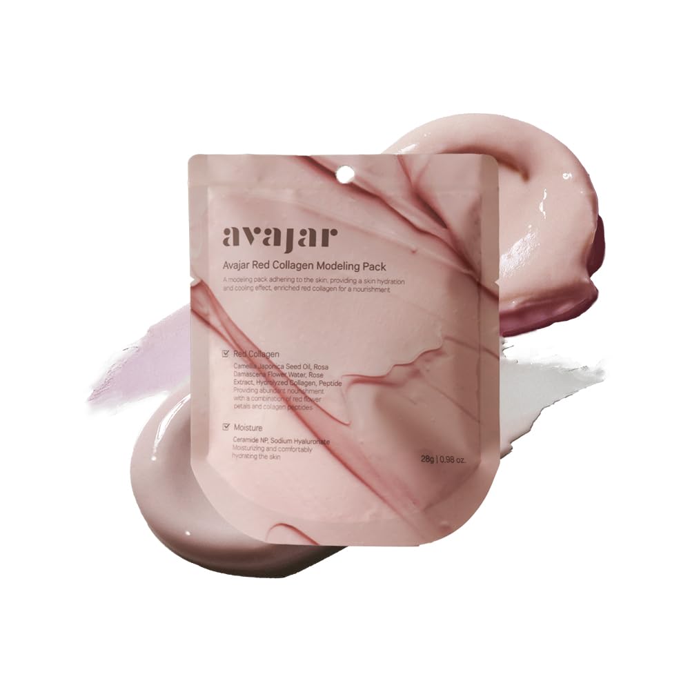 Avajar Red Collagen Modellering Pack Note 124; Hydrating Jelly Mask For Skin Pore Stramning & Løftning Note 124; Genopfriskning Peel- Off Mask Note 124; Collagen & Diatoméous Earth, Ceramide Note 124; 0,98 oz