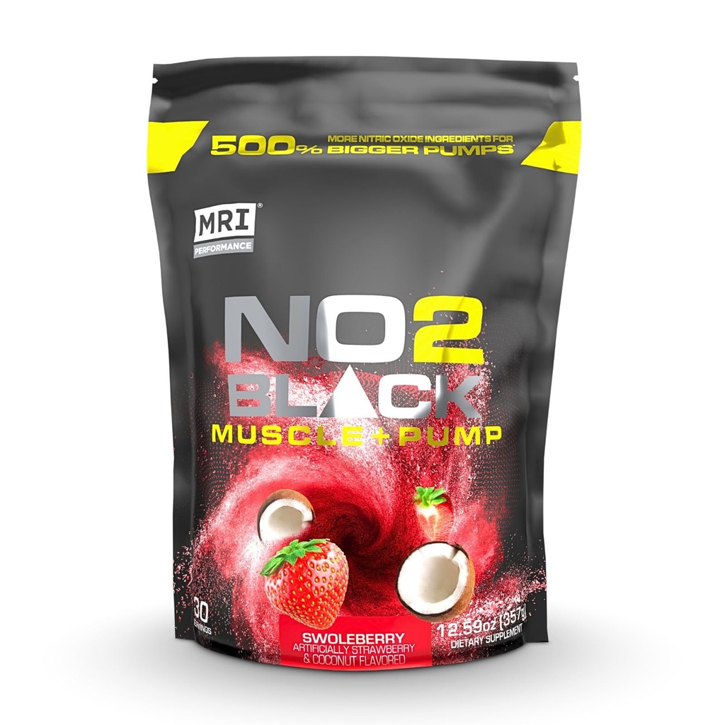 MR NO2 Sort nitrogenoxid supplement til pumpe, muskelvækst, vaskularisering & energi - kraftfuld Stimulerende-fri Pre- træning med Citrullin (30 Servere) (Swoleberry)