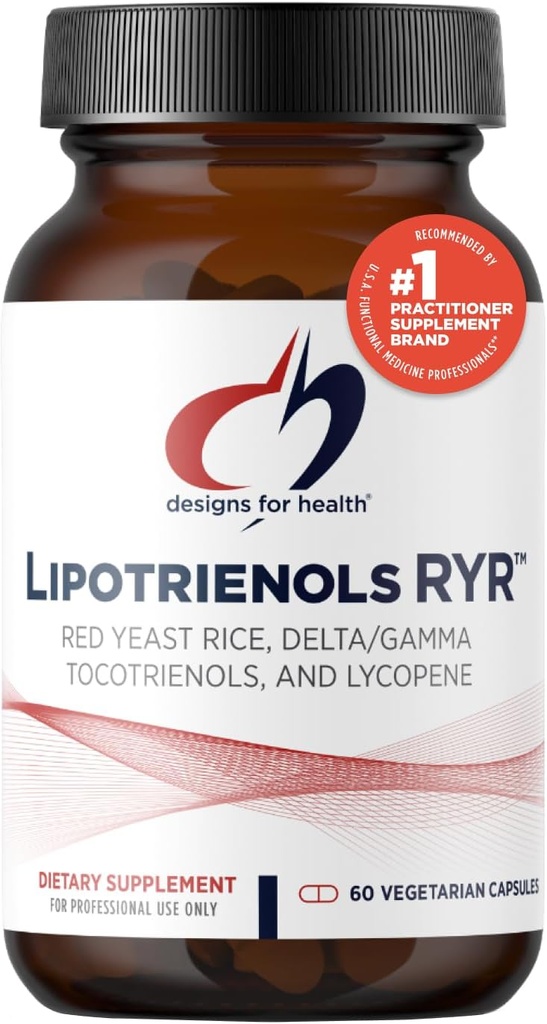 Design for sundhed Rød Gær Rice med tocotrienoler + Lycopen - Lipotrienols RYR, 1200mg RYR til støtte for hjerte-kar-sundhed + vedligeholdelse af Lipidniveauer i normalområdet - Vegan (60 kapsler)
