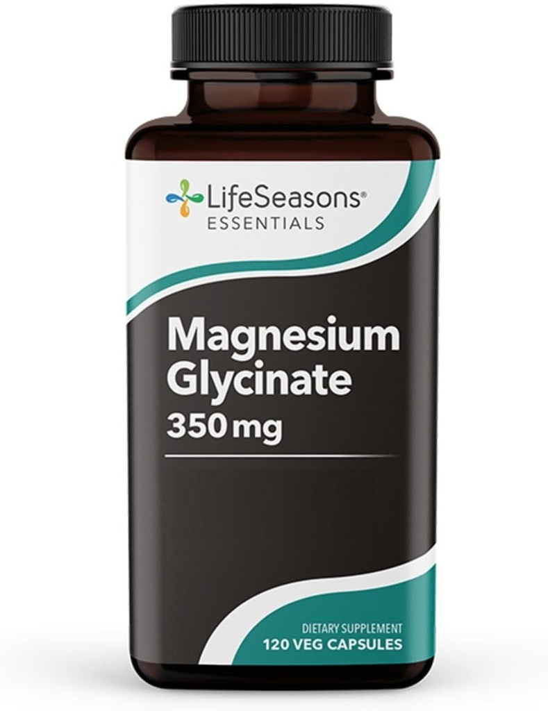 LifeSeasons Magnesium Glycinate 350 mg - supplement til støtte stress Relief, søvn, hjerte sundhed, nerver, muskler, og Metabolisme - 120 kapsler