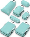 Stor kompression packing cubes til Travel- Packing Cube Bagage Arrangører 7 stykke sæt til checked bagage- Ultralyight, Expandable / Compression Tasker af TRIPED Travel Gear (DustyTeal / White)