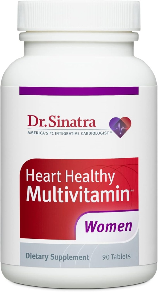 Dr. Sinatra Heart Sund Multivitamin til kvinder med D-vitamin 1000 IE, A, B12, C, E, biotin, folat og zink, 90 tabletter (30- Day Supply)