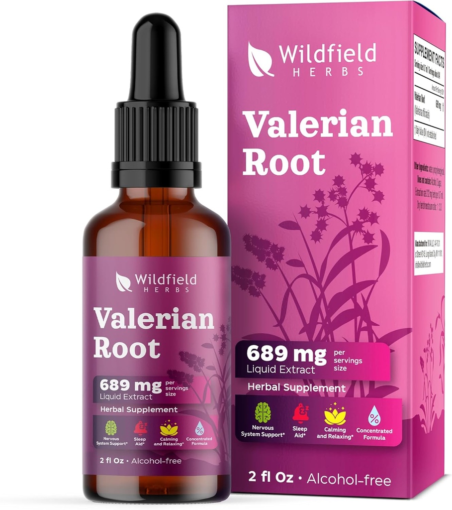 Valerian Root Extract Drops 1000mg (Valeriana officinalis) Urtetilskud Absorber Bedre end kapsler, 2 Måned Supply, 84 Servering, Alkohol- Gratis tinktur - 2 Oz, pakke med 1
