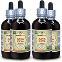 Kava Kava (Piper Methysticum) Tinktur, Tørret Root Liquid Extract (Brand Name: HerbalTerra, Stolt Made in USA) 4x4 fl.oz (4x120 ml)