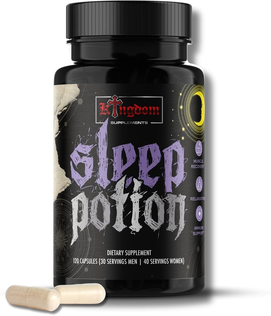 Søvndrik, Melatonin- Free Sleep Support Capsules 120 Greve, Magnesium Glycinate L- Theanine Zink Glycinate Kamille Jujube Seed Lemon Balm, 30 til 40 Servere, Gluten Free