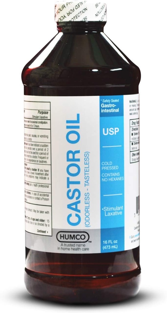 Castor Oil 16oz USP Food Grade Ultra Pure - Hud Healing Stimulate Vækst af hår Eyelases Øjenbryn - Koldt presset Hexane gratis smagløs Odorless - Laxative til obstipation mærket til intern brug