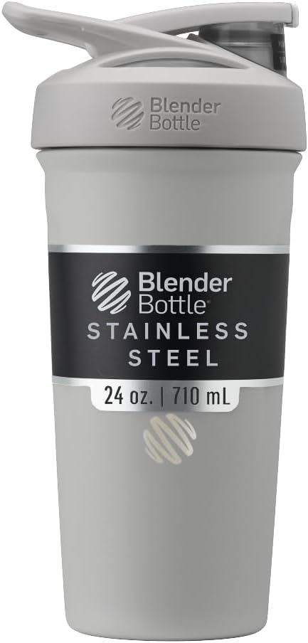 BlenderFlaske Sport Isoleret rustfrit stål Rykker Flaske med Wire Whisk, 24-Ounce, Grå - Protein Shakes & Hydration for Atleter & Fitness Entuaster, Easy Mixing, Holder Drinks Cold, Lockable Lid