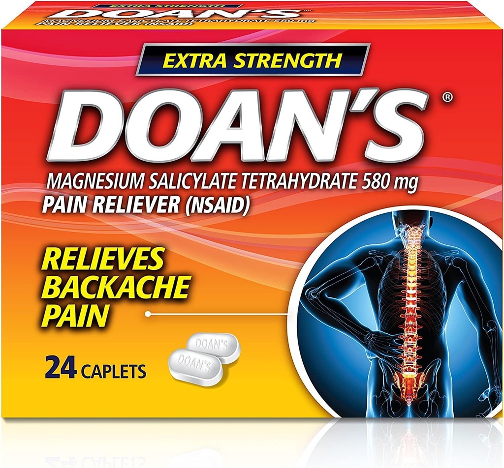 Doan 's Backache Pain Reliever - Extra Strength - 24 Count Caplets Per Box - Pakning med 2 stk.