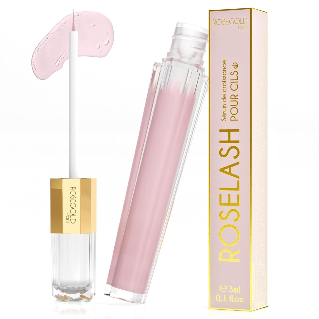 ROSEGOLD ROSELASH Growth Serum for Fuller, Længere, Thicker Lass - 95% Natural Made in France - Hormone- Free, Fragrance- Free - Vegan