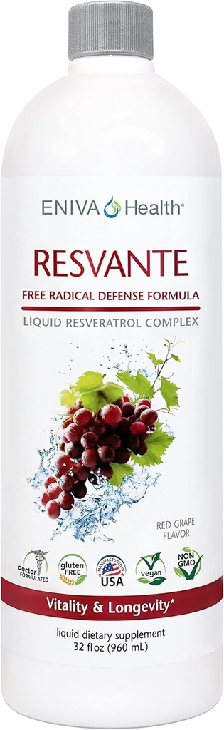 Eniva Resveratrol Supplement Anti- Aging Højeste potens til rådighed Pure Eniva ResVante Væske - 32 Ounce