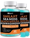 Shilajit Sea Moss Ashwagandha Gummies med gurkemeje, Black Seed Oil, Vitamin C D til mænd og kvinder, Shilajit og Ashwagandha Gummy, Alt i 1 Kosttilskud til immun-, Absorption & Energistøtte