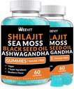 Shilajit Sea Moss Ashwagandha Gummies med gurkemeje, Black Seed Oil, Vitamin C D til mænd og kvinder, Shilajit og Ashwagandha Gummy, Alt i 1 Kosttilskud til immun-, Absorption & Energistøtte