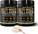Keto Multi Collagen Peptider 16.2 oz, Pack of 2 - Bone Broth Protein Powder, 5 Typer Hydrolyzed Collagen, MCT Oil, Unflavored Protein Powder for Joint, Hud, Hår & Gut Health
