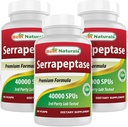 Bedste Naturals Serrapeptase 40000 SPU 'er 90 Vcaps (90 Tæl (pakke med 3))