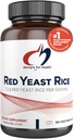 Designs for Health Red Yeast Rice Kapsler - 1200mg (1.2g) Supplement til støtte Kardiovaskulær Sundhed - Non- GMO, Lavet med US- Grown Organic Red Yeast Rice (180 Kapsler)