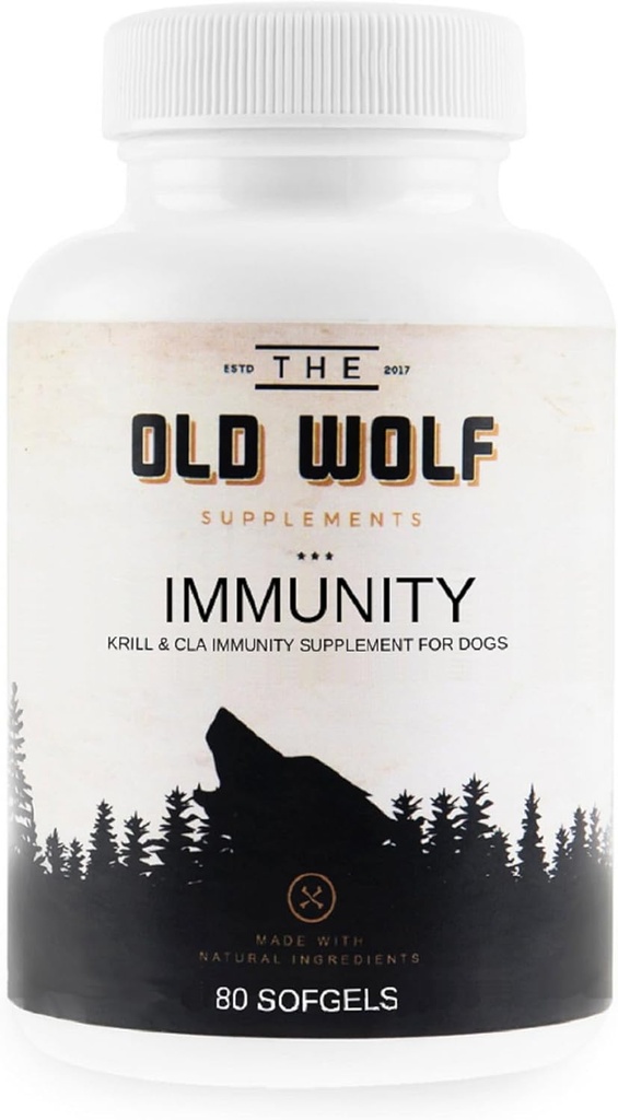 Immunitet (Pack Leader) 8 i 1 Multivitaminer: Væsentlige hundevitaminer, Probiotika til hunde til at forbedre den samlede sundhed, Vitamin til hud & Coat og immunforsvar - Krill & CLA 80 Soft Gels