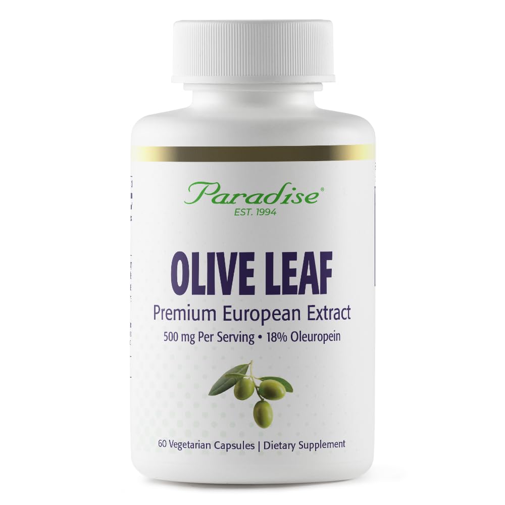 Paradise urter Olive Leaf Uddrag fra spanske andalusiske oliventræer, Super Potent, Ultra Pure, Non- GMO, Vegan, Gluten Free, 60 vegetariske kapsler