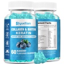 Biotin Gummies 15000mcg med kollagen til voksne kvinder & mænd - Hår, Hud og negle Gummies med Biotin - Kollagen til kvinder - Vegan, Non- GMO, hårvitaminer - 60 Greve, 1 pakke