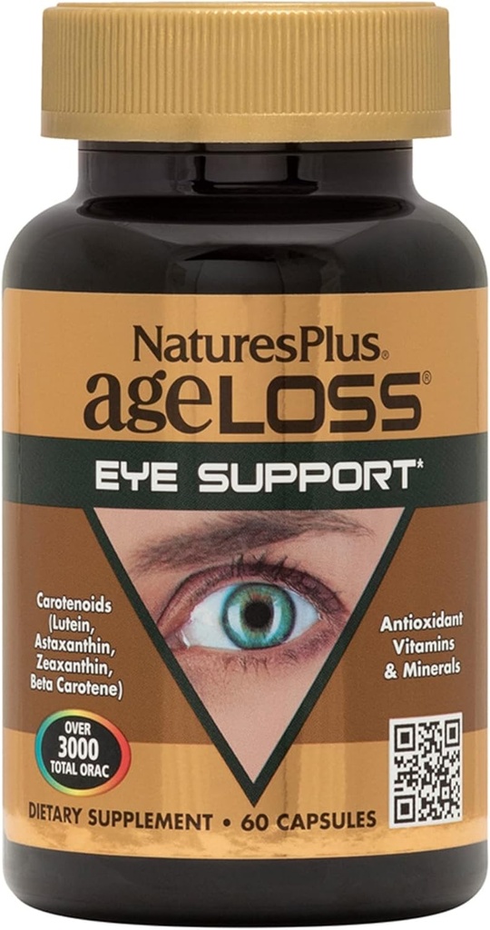 Nature Plus AgeLoss Eye Support - 60 kapsler - med Lutein, Astaxanthin & Zeaxanthin - Vegetarisk, Gluten Free - 30 Servere