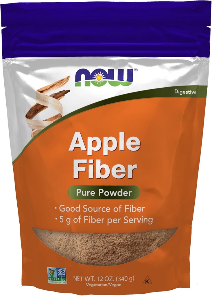 Now Supplements, Pure Apple Fiber Powder med Apple Pectin, non-GMO projekt verificeret, 12-Ounce