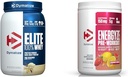 Dymatize Whey Protein og Pre Workout Combo, Elite 100% Whey Protein Powder Gourmet Vanilla 26 Serve, Energize Pre Workout Pulver til mænd og kvinder Jordbær Lemonade Flavor 30 Servering