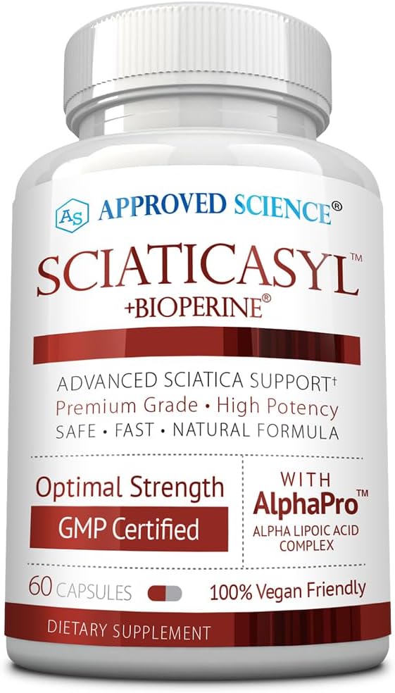 Approved Science Sciaticasyl - Optimal Sciatic Nerve Support - B Vitamins, Magnesium, Alpha-Lipoic Acid, BioPerine - Vegan - 60 Capsules