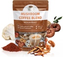 Organic Lion 's Mane, Cordyceps, Shiitake, Reishi & Tyrkiet Tail Mushroom Coffee Blend - Understøtter Gut, Energy, Focus & Brain Health