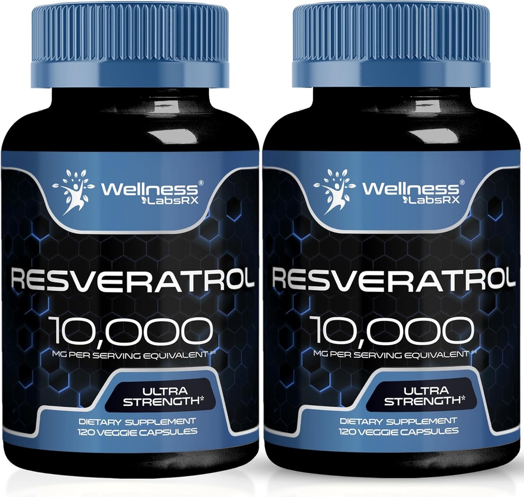 WELLENess LABSRX Resveratrol 1000mg kapsler - 240 Tæl - Japansk Knotweed Extract Resveratrol - pakke af 2