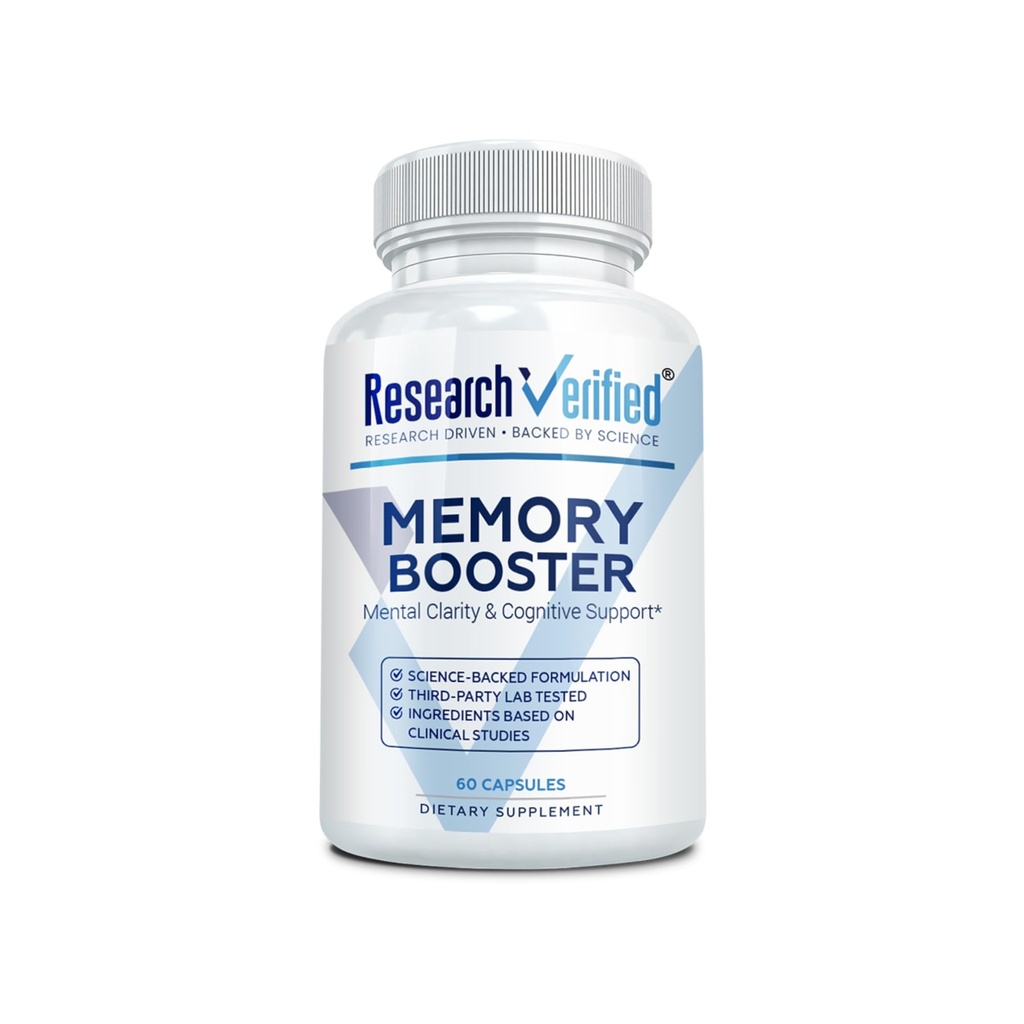 Forskning Verified Memory Booster - Nootrop Supplement - Forbedre kognition og hukommelse - Lions Mane, Ginkgo Biloba, BioPerine - 60 kapsler - Non- GMO - Made in USA