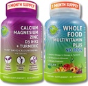 TILLÆG STUDIO Daglig immunforsvar, ben & energistøtte Duo for mænd og kvinder - Vegansk hel mad Multivitamin uden jern & plant- baseret calcium Magnesium med D3, K2 & gurkemeje - Vegan, Non- GMO