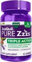ZzzQuil Pure Zzzs Triple Action Gummy Melatonin Sleep Supplement, 21 greve (pakke med 2), 42.0 greve