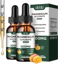 Magnesium Glycinate Liquid Drops Supplement, med Magnesium Glycinate 500mg Ashwagandha, L - Theanin, Kamille -Support Stress Relief, Ben, Muscle, Mood Mango Flavor 2Pack