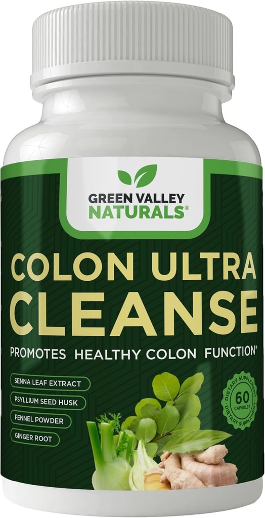 Colon Cleanse - Natural Solution to Colon Health - Natural Laxative - Forstoppelse Relief - Gut Detox - Probiotika - Starter arbejder i 24 timer - Understøtter Natural tarmrytmer (1 flaske, 60 Greve)