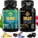 Geloo Superfood Supplement Bundle - 90 Count Sea Moss Kapsler (Sea Moss, Black Seed Oil) & 90 Count Pure Shilajit Kapsler (Shilajit, Ashwagandha) -1 Pack
