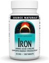 Source Naturals Iron, Aminosyrechelat - Kosttilskud, der understøtter energiproduktion - 100 tabletter
