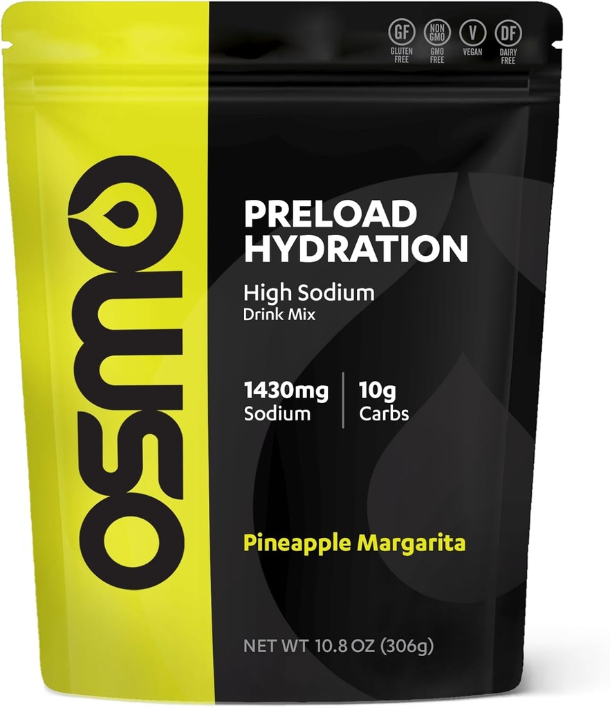 Osmo Præload Hydration Pre Workout Powder Pouch - Inkluderer højnatriumbicarbonat, Magnesium, Kalium, Carbs & Vitaminer, rørsukker, Beat Cramp & Dehydration - Pineapple Margarita (Pouch)