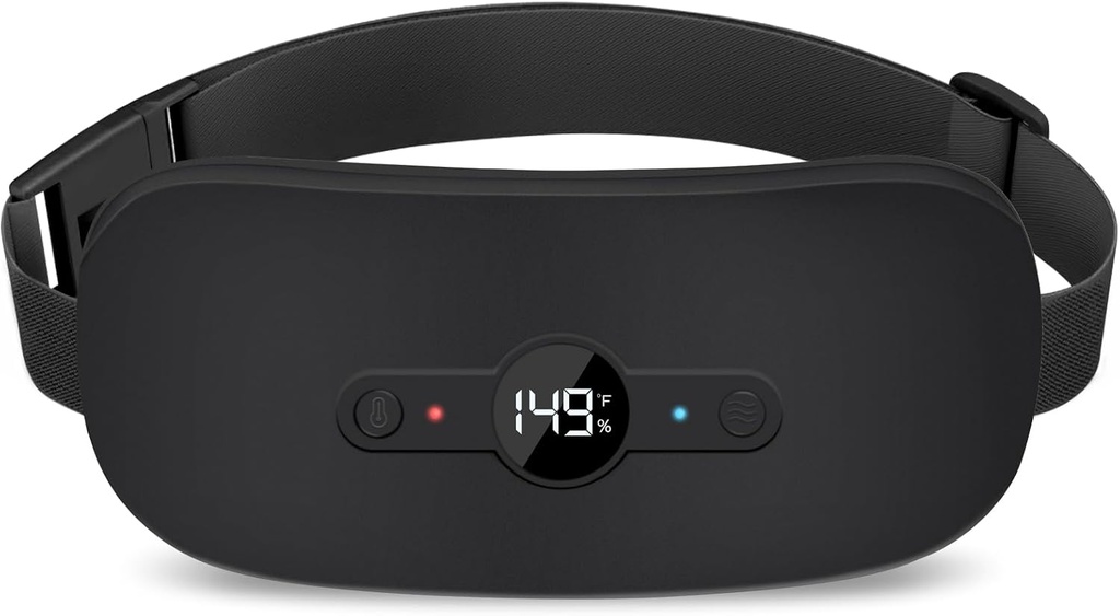 NOWWISH opvarmning Pad for Periode Cramp Pain Relief, Portable Electric Cordless Menstruel opvarmning Pad Genopladelig med 6 Varmeniveauer og 6 Massage Modes, Julegaver til kvinder Teen Girls, Black