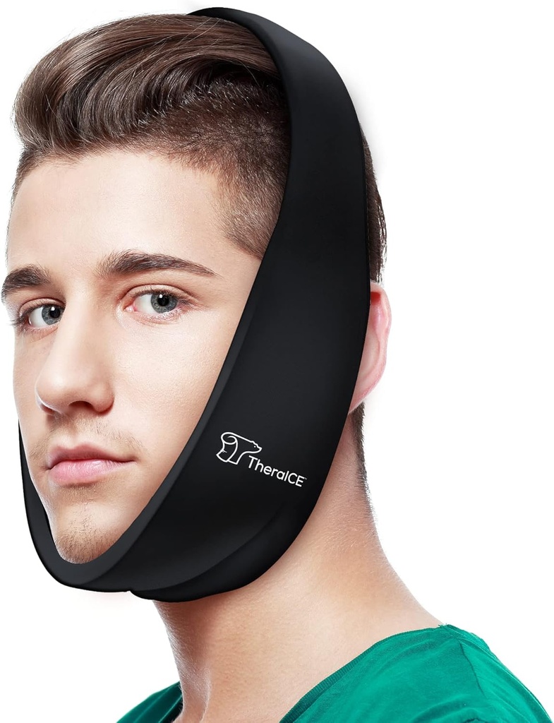 Theraice Soft Visdom Tænder Inddrivelse Ice pack ansigt wrap. TMJ smertestillende produkt. Dental Oral Kirurgi Ice Pack. Jaw Chin Tonsillectomy Head Facial Jaw Bra Stretchable Cold Gel. Ingen hård indsats -1 Størrelse
