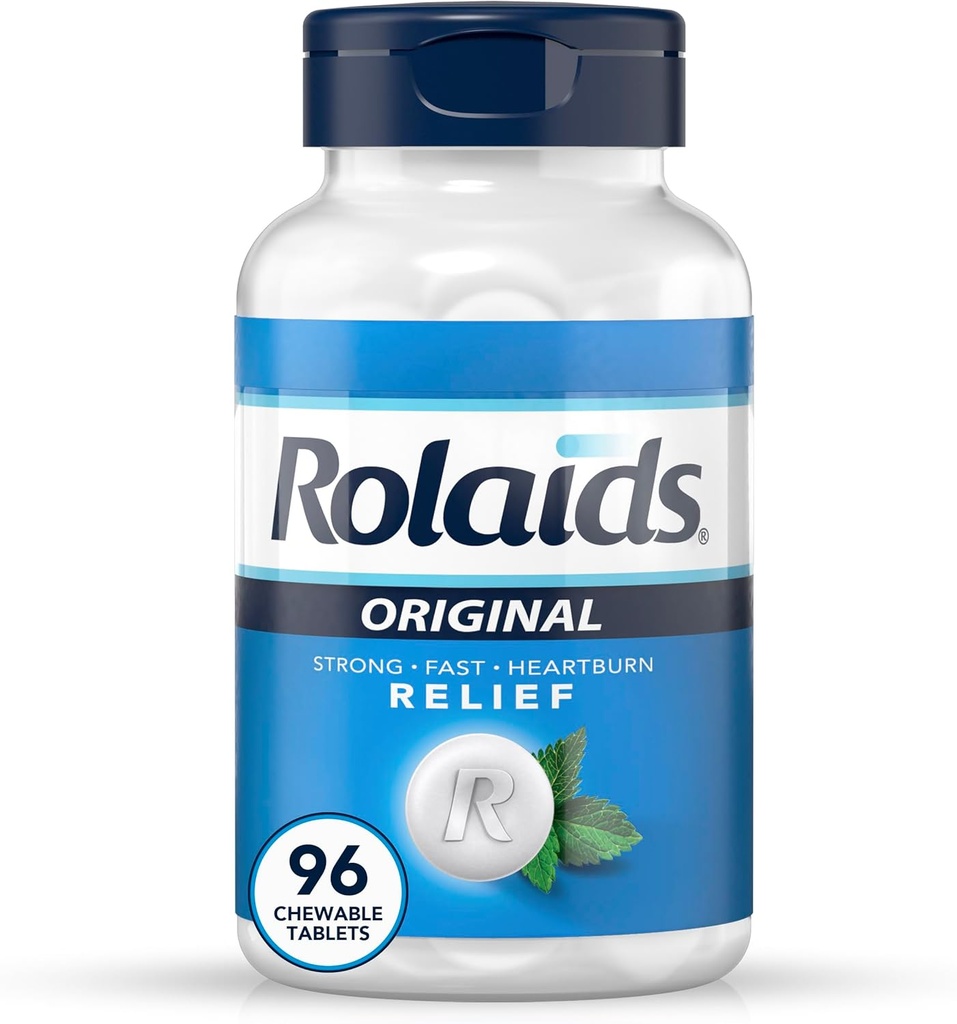 Rollads Original styrke Antacida, 96 tyggetabletter, Mint Flavor, Original styrke Heartburn Relief