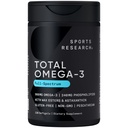 Sports Research ® Total Omega-3 Fish Oil 2200mg - Fremstillet af antarktisk krill w / Astaxanthin, Wild Sockeye Salmon & Alaska Pollock - 960mg EPA & DHA - 120 Softgels