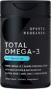 Sports Research ® Total Omega-3 Fish Oil 2200mg - Fremstillet af antarktisk krill w / Astaxanthin, Wild Sockeye Salmon & Alaska Pollock - 960mg EPA & DHA - 120 Softgels
