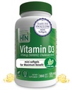 Health Thru Nutrition Vitamin D3 5000iu 360 Mini Softgels for Maximum Benefit Year Suppliance Grade i Organic EVOO Budd124; Immunforsvar Støtte