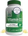 Health Thru Nutrition Vitamin D3 5000iu 360 Mini Softgels for Maximum Benefit Year Suppliance Grade i Organic EVOO Budd124; Immunforsvar Støtte