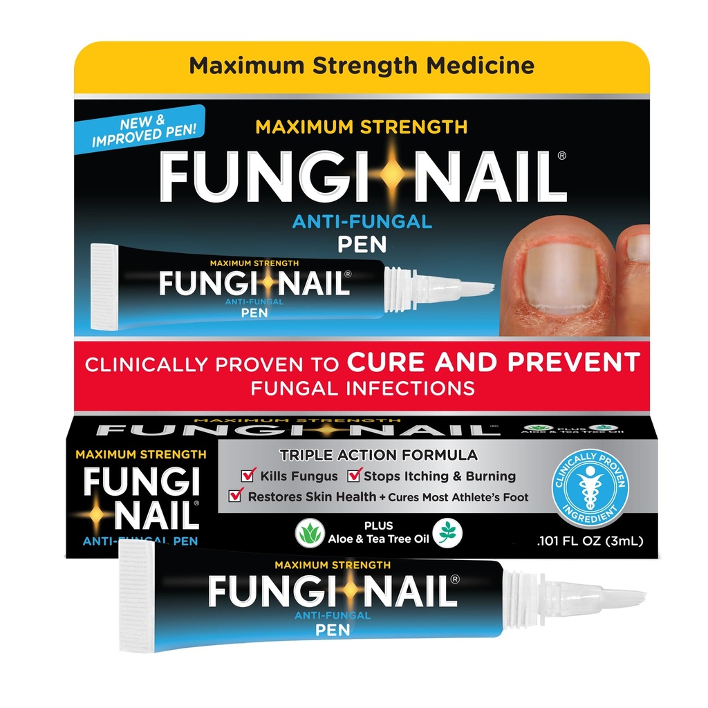 Fungi- Nail Pen Applikator Anti- Fungal Solution, Kills Svamp, der kan føre til Nail & Atlete Foot med Tolnaftate & Clinically proven to Cure and Prevent Fungal Infektioner, 0,101 Fl Oz (pakke med 1)