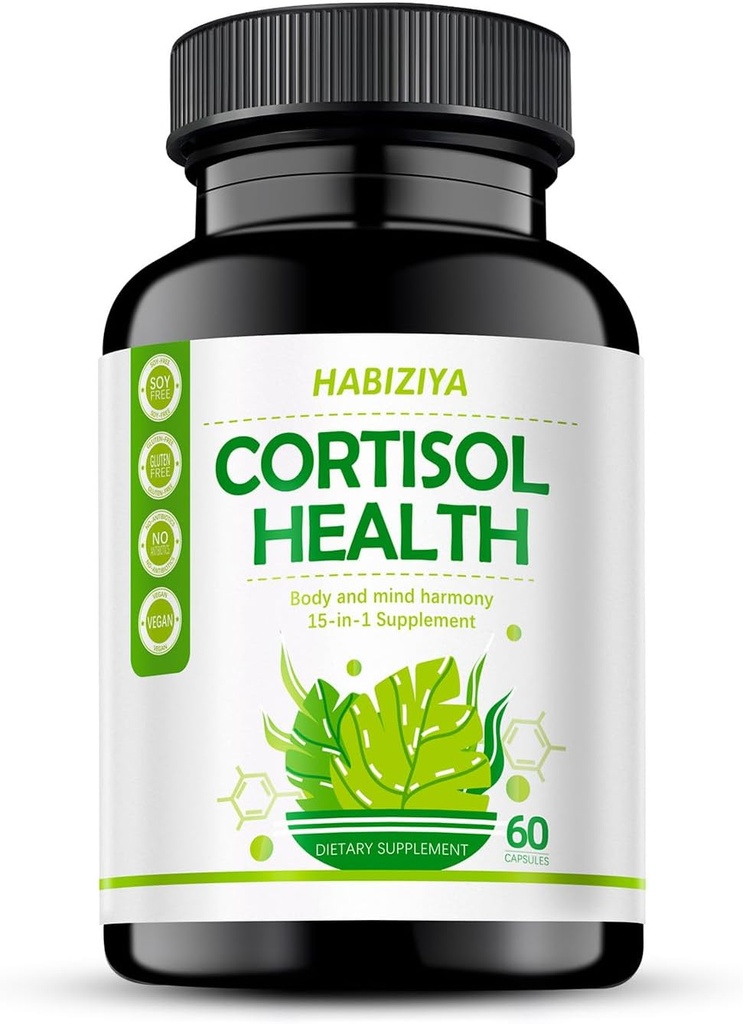 Cortisol Supplement med Magnesium Glycinat Ashwagandha Rhodiola Rosea 15- in-1 Advanced Cortisol 60 Count 2 Måned Supply