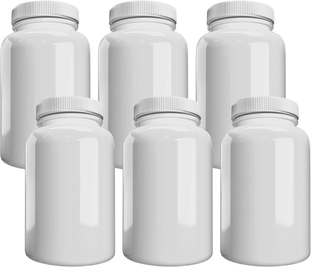 Virksomhed (6 Pack) White Pill Flaske med låg, opbevaring, Plastic Pill Container, 120cc Kapacitet