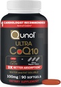 Qunol Ultra CoQ10 100mg Softgel- 3x Bedre Absorption, Antioxidant til Heart Health & Energy Production, Coenzym Q10 Vitamin og Kosttilskud, 3 måneder Tilførsel, 90 Tæl