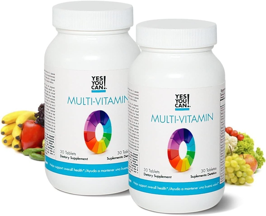 Ja, du kan! Daglige Multivitaminer til mænd og kvinder - Hjælper med at assistere sundhed og velvære, Indeholder antioxidanter, rig på vitamin A, B, C & E - Daglige vitaminer - 30 tabletter - 2 pakker