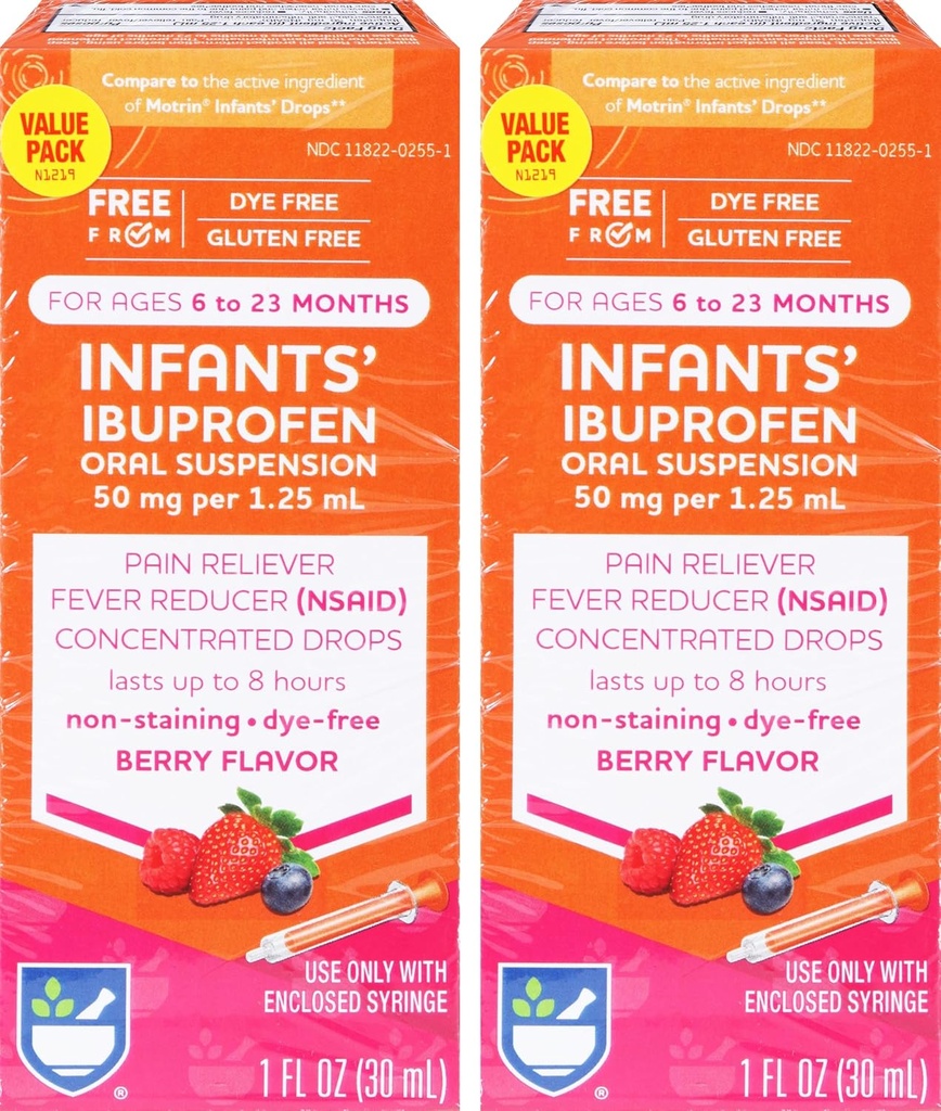 Rite Aid Infants 'Fary- Free Ibuprofen Drops, Berry Flavor, 50 mg - 2 Value Pack- 124; Infant Pain Reliever