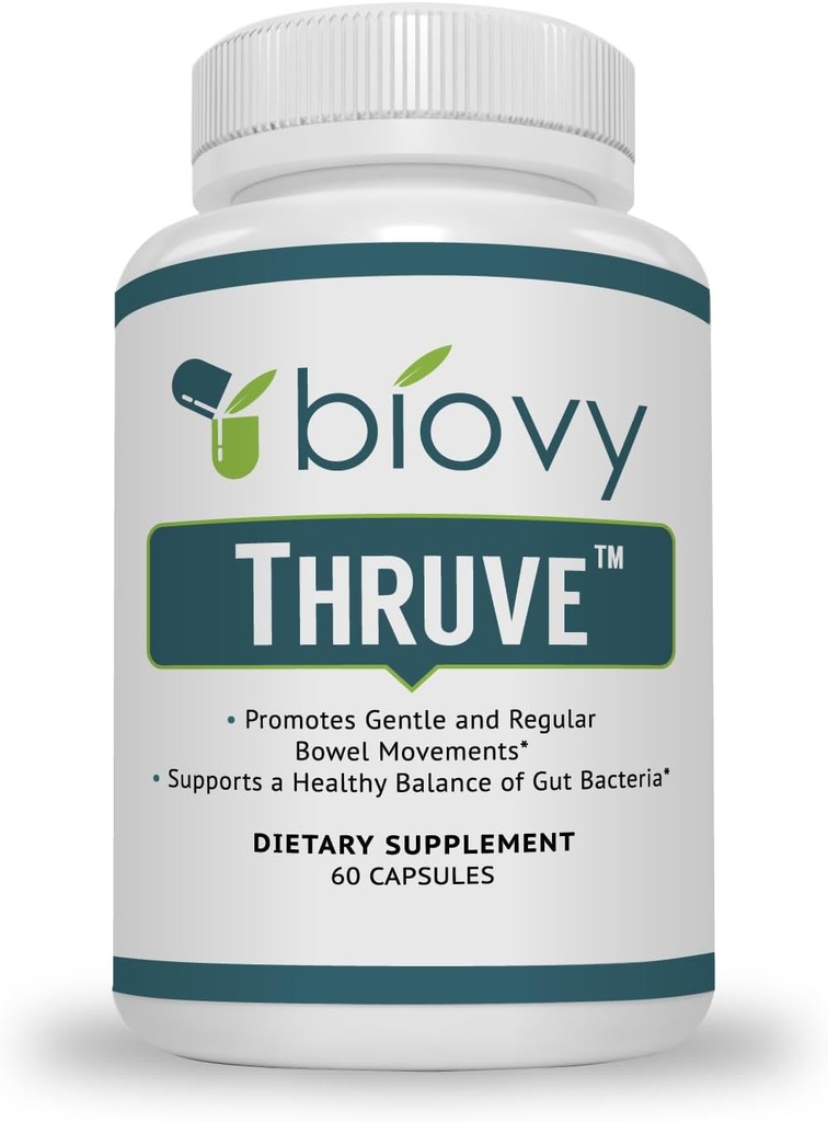Thruve Long- Term Forstoppelse Relief Supplement - Probiotika, Prebiotika, Naturlige Laxatives og Fiber Alt i let at synke kapsler - Bedste Herbal Laxative Supplement til Forstoppelse - 60 Piller